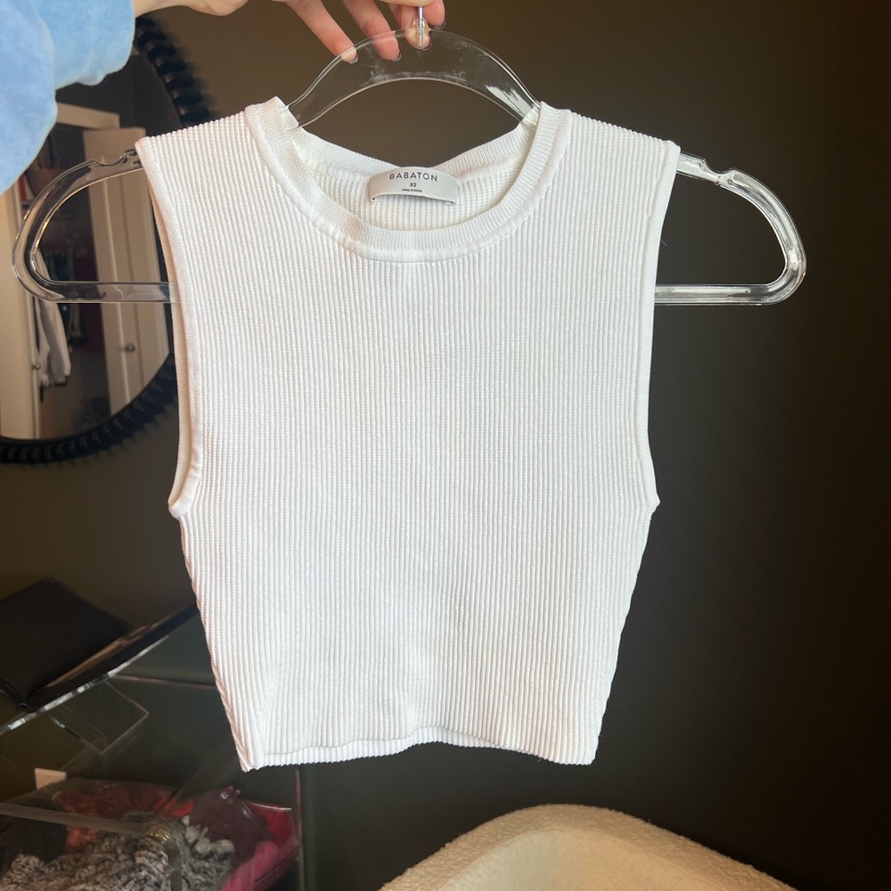 Babaton Aritzia sculpt knit muscle tank white size xs